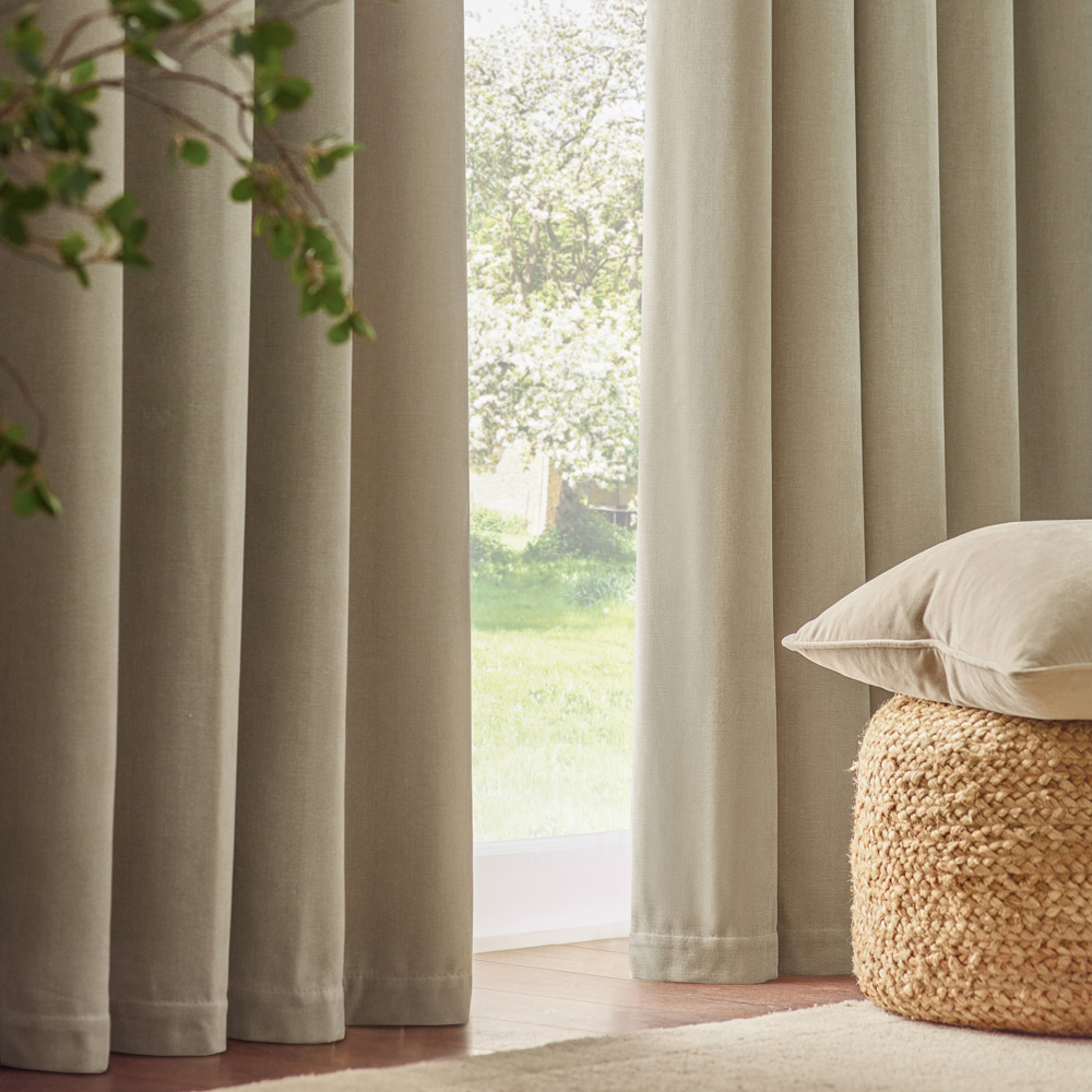 Yard Chenille Fully Lined Eyelet Curtains Linen 168 x 229cm Image 3