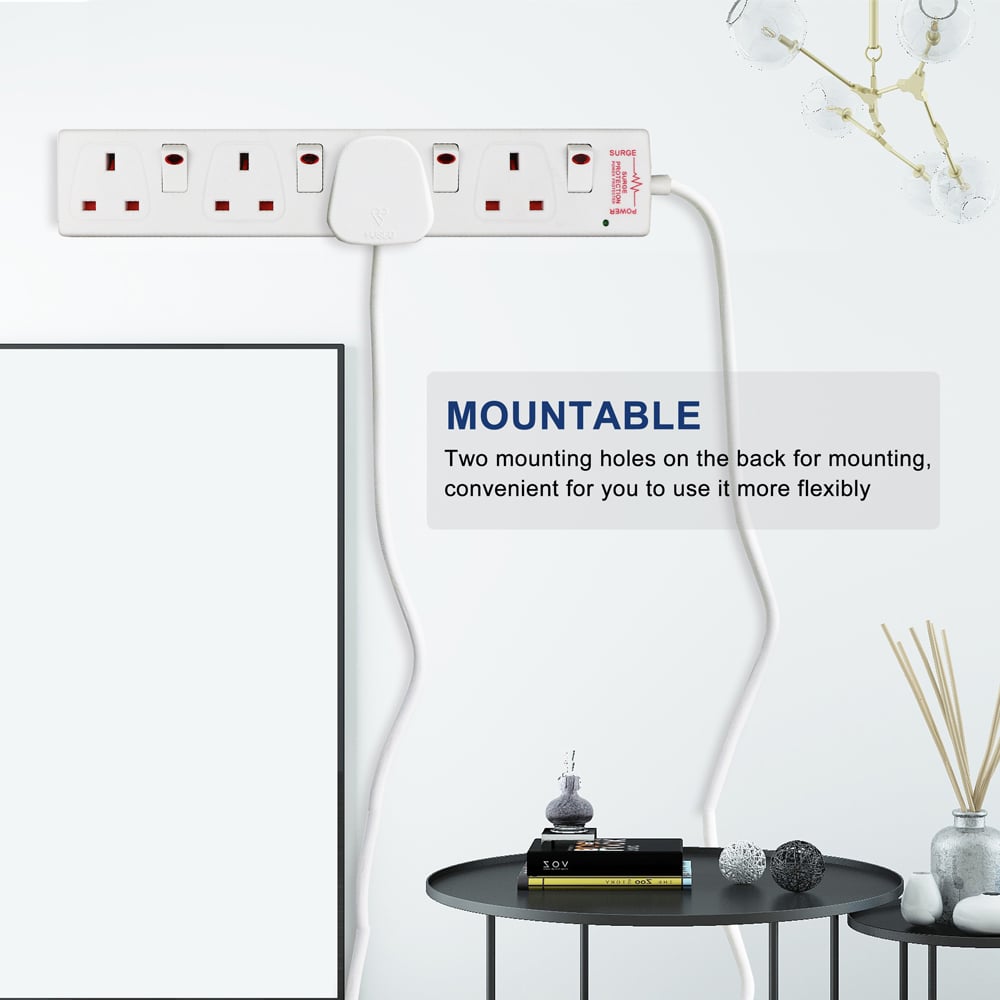 ExtraStar White 13A 5m 4 Socket Individually Switched Surge Protected Extension Lead Image 2