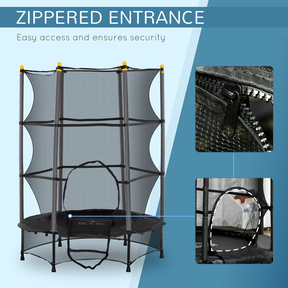 Tommy Toys Kids 4.6ft Black Trampoline with Safety Enclosure Image 4