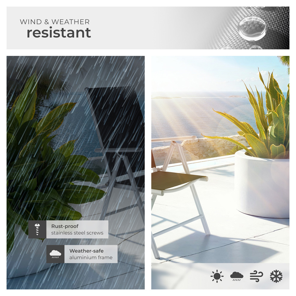 tectake Marilena Set of 6 Silver Adjustable Garden Chair Image 7