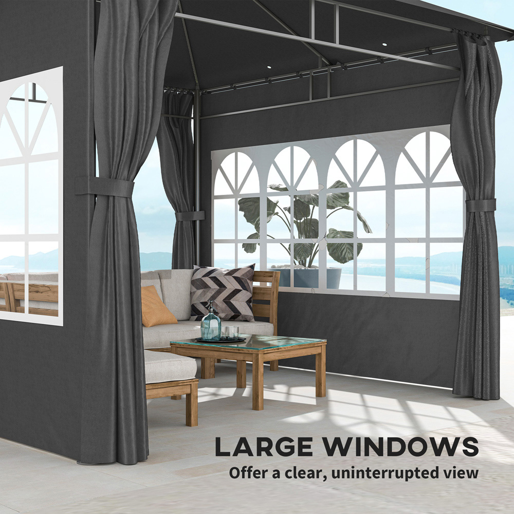 Outsunny 3 x 3m 2 Tier Dark Grey Canopy Garden Gazebo Image 4