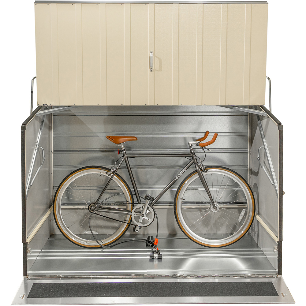Trimetals ProtectaCycle Secure 4 x 6ft Cream Bike Storage Shed with Ramp Image 2