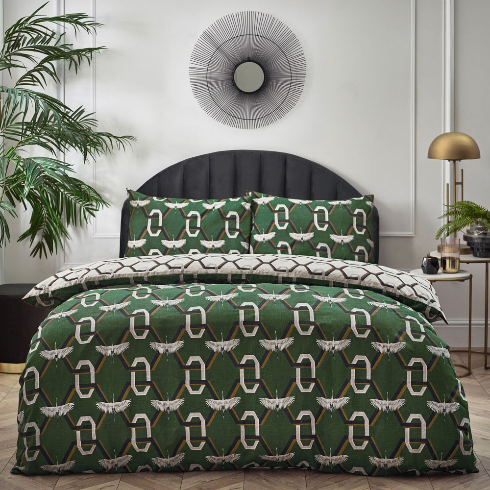 furn. Avalon Super King Green Duvet Set Image 4