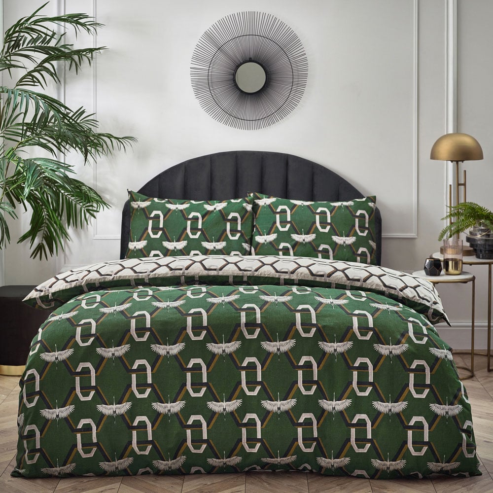 furn. Avalon Double Green Duvet Set Image 4