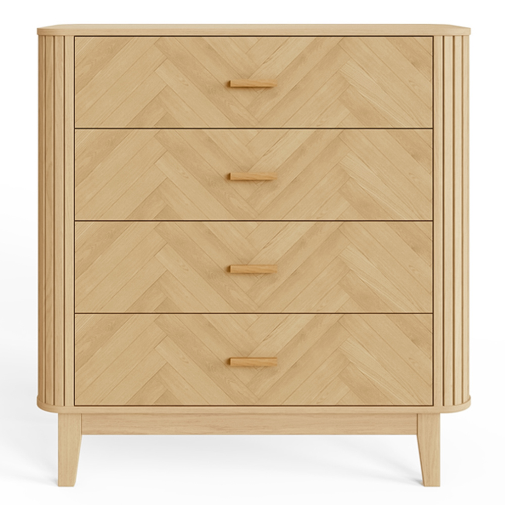 GFW Axel 4 Drawer Oak Chevron Pattern Chest of Drawers | Homebase