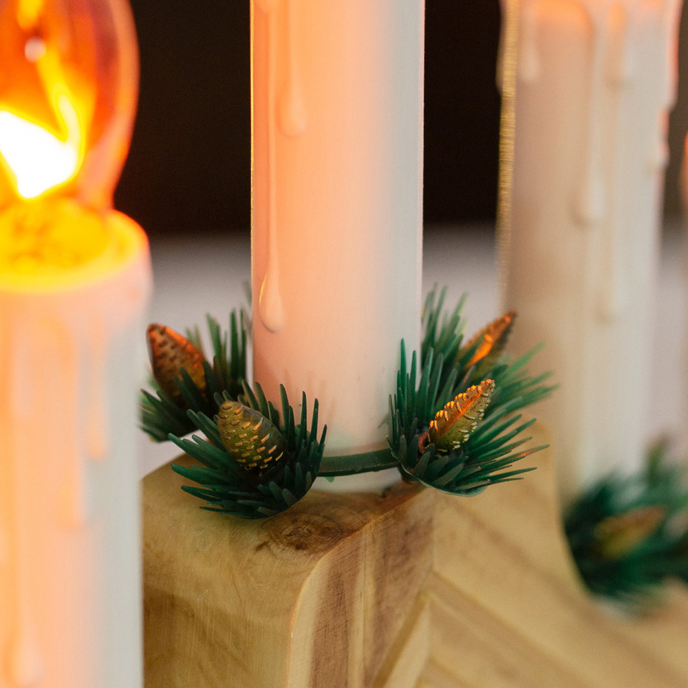 The Christmas Workshop 7 LED Pine Flickering Candle Bridge Light Image 3