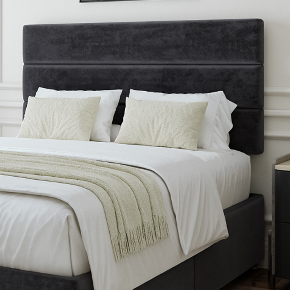 Bedmaster King Size Black Naples Velvet Divan Base with Milan Headboard Image 2