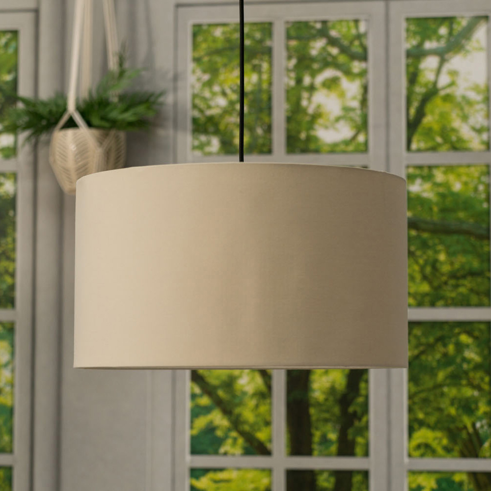 ValueLights Reni Natural Fabric Drum Ceiling Lamp Shade 45cm Image 2