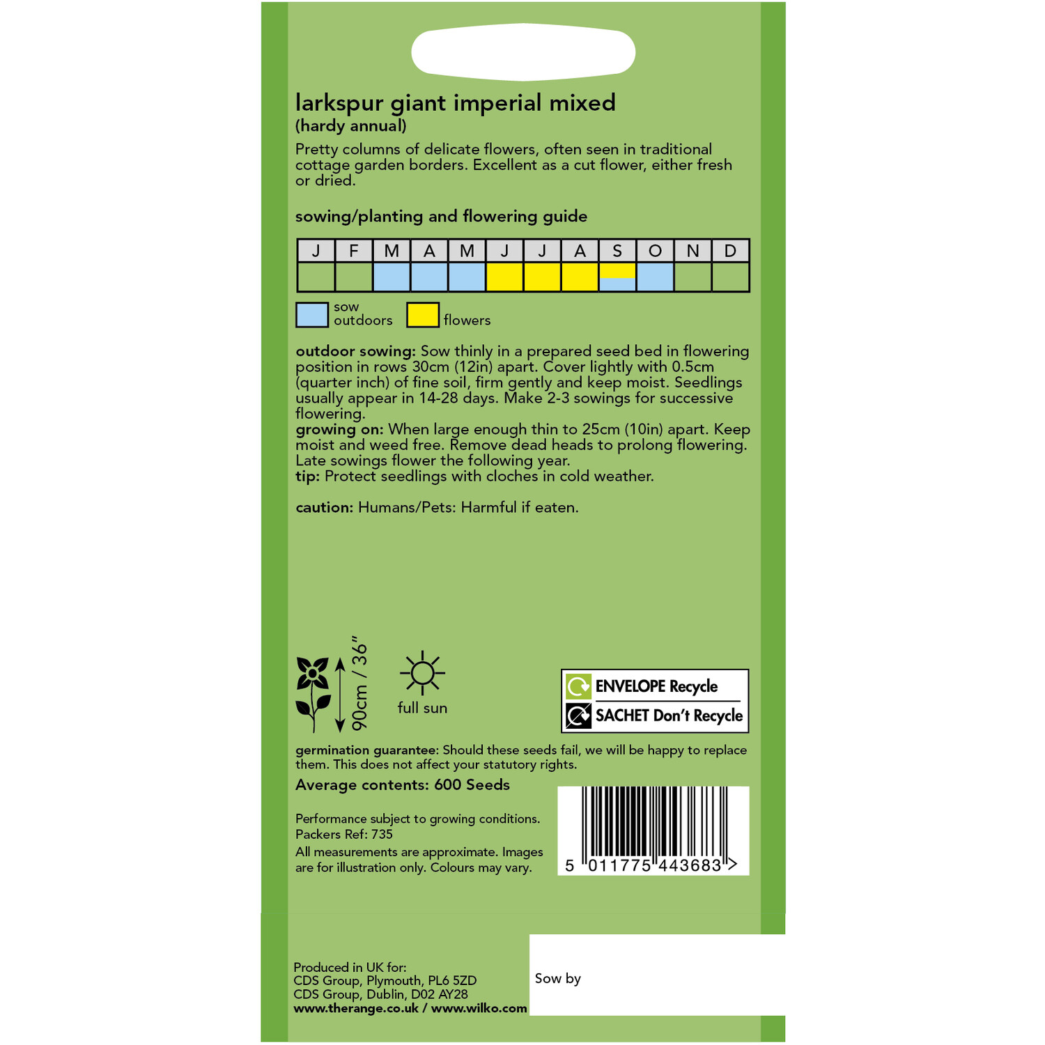 Wilko Mixed Annual Giant Imperial Larkspur Seeds Image 2