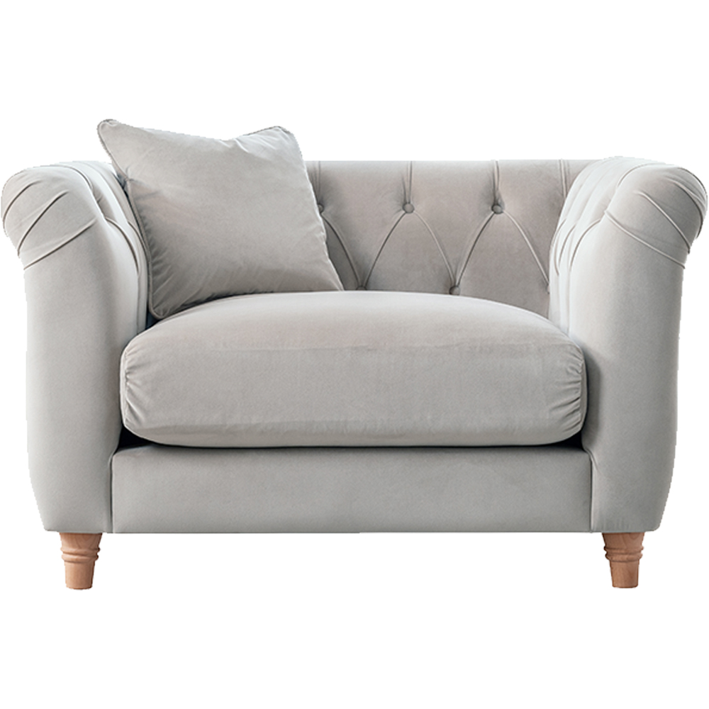 Elsie Chesterfield Chalk Plush Velvet Armchair Image 2