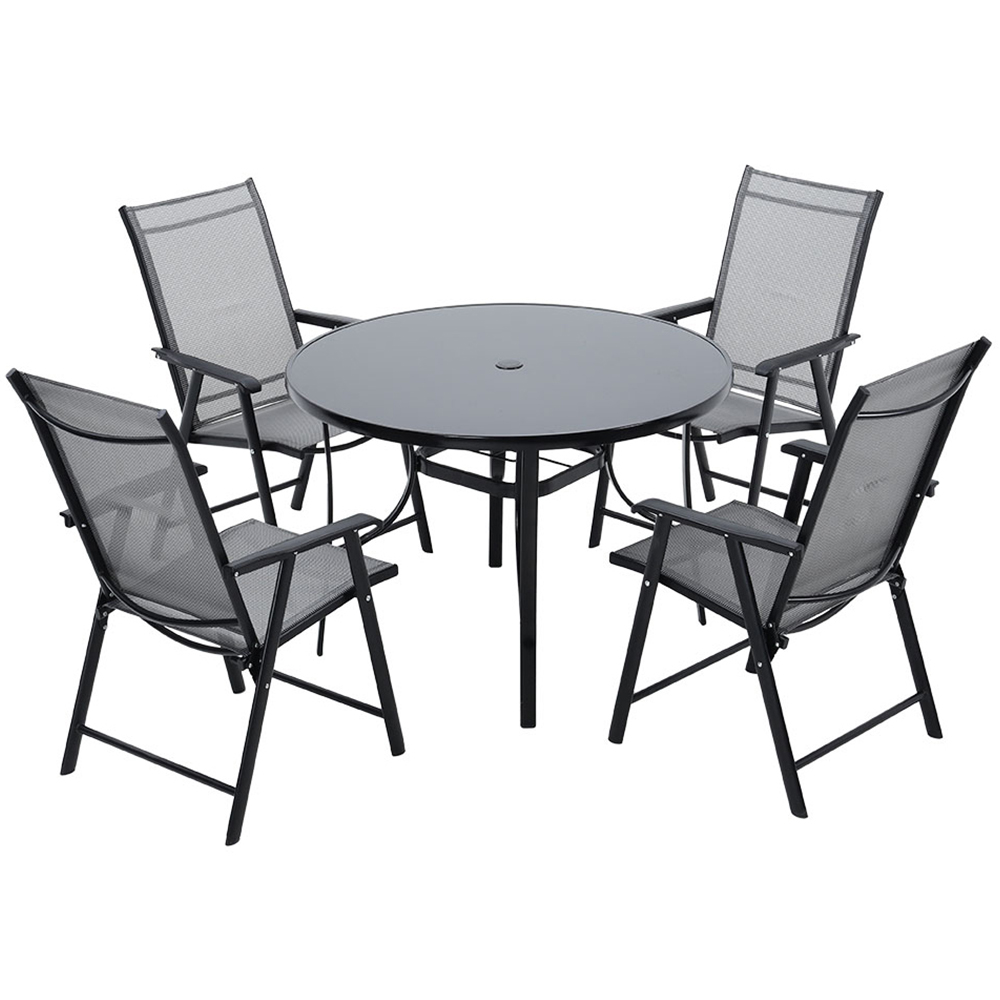 Living and Home 4 Seater Garden Dining Set Black and Grey Image 2