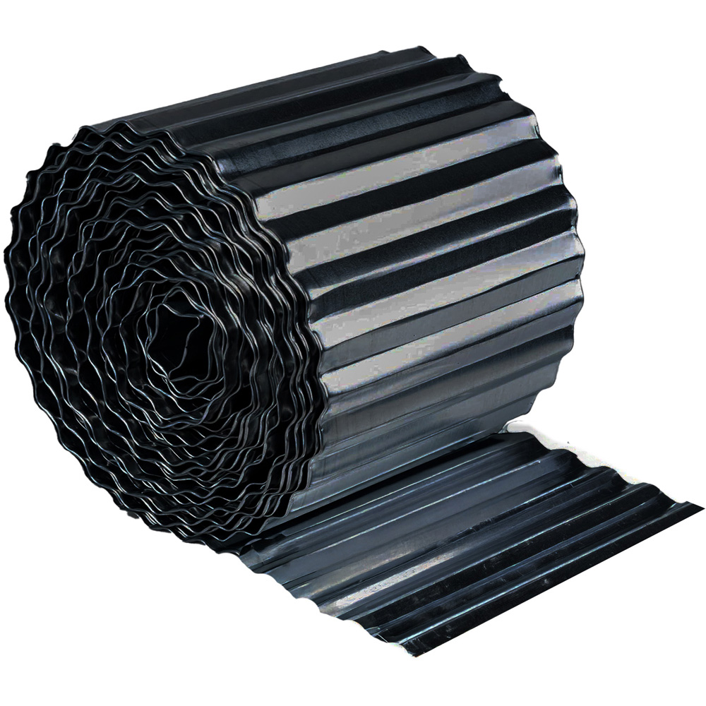 Nicoman Black Corrugated Metal Lawn Edging Garden Border Roll 5m Image 3