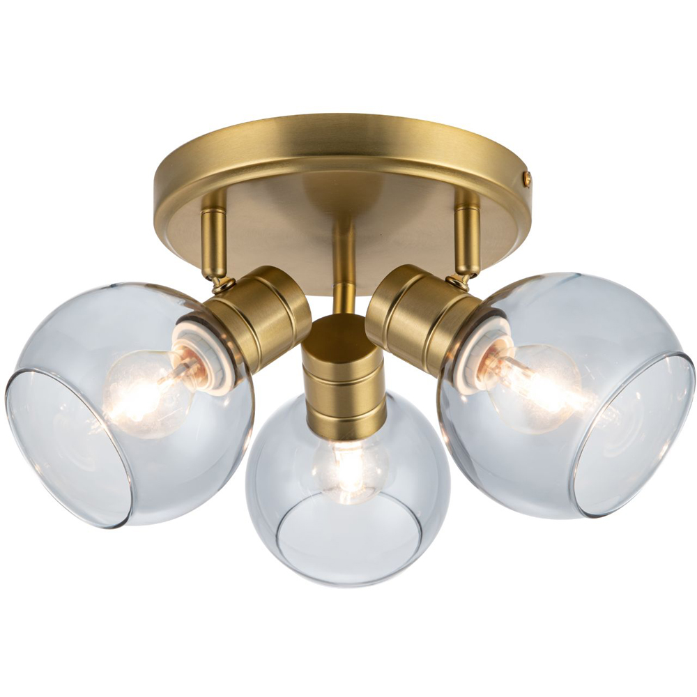 Cosylyte Hilston 3 Light Smoky Glass Shade Gold Spotlight with Metal Base Image 3