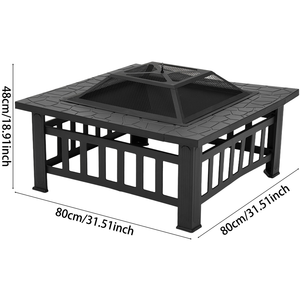 31" Patio Square Fire Pit Table for BBQ Image 7