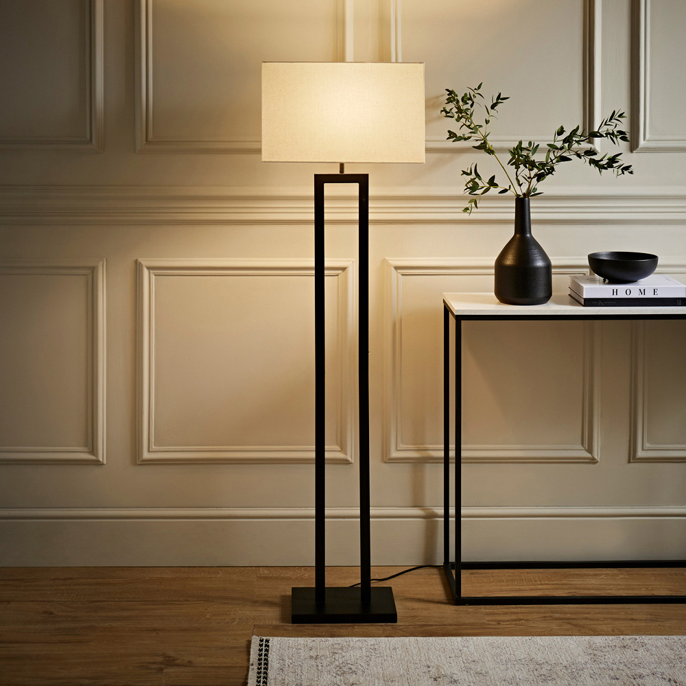 ValueLights Gloria Lamp Shade Black Double Stem Metal LED Floor Lamp Image 6