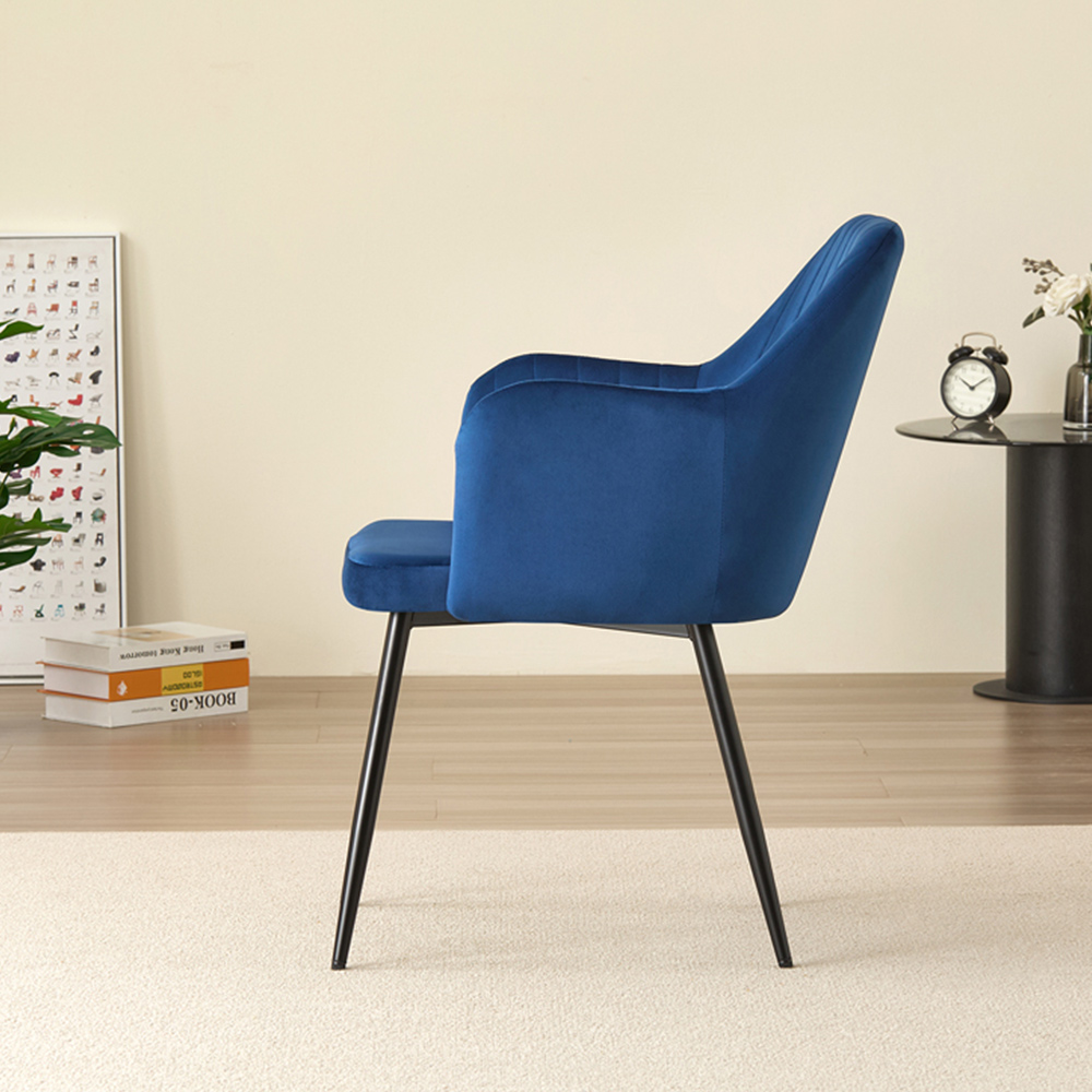 Indoor Living Charlotte Set of 2 Blue Velvet Dining Chair Image 4