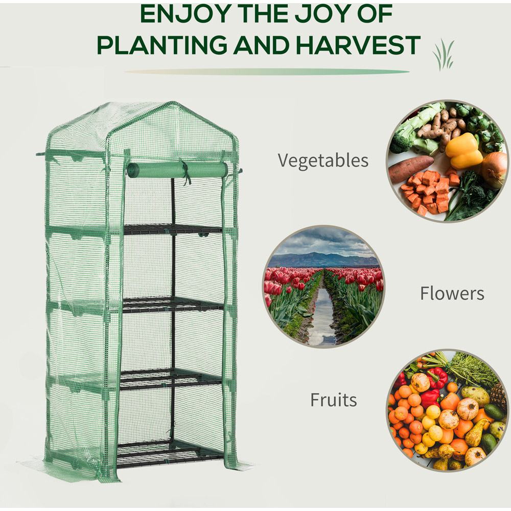 Outsunny Green 2.3 x 1.6ft 4-Tier Mini Greenhouse Image 7
