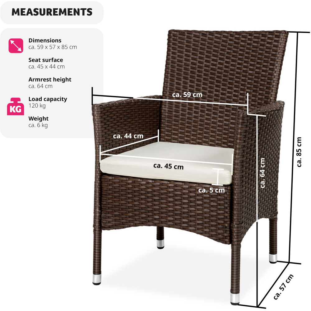 tectake Nantes Set of 2 Brown and Beige Polyrattan Garden Chair Image 8
