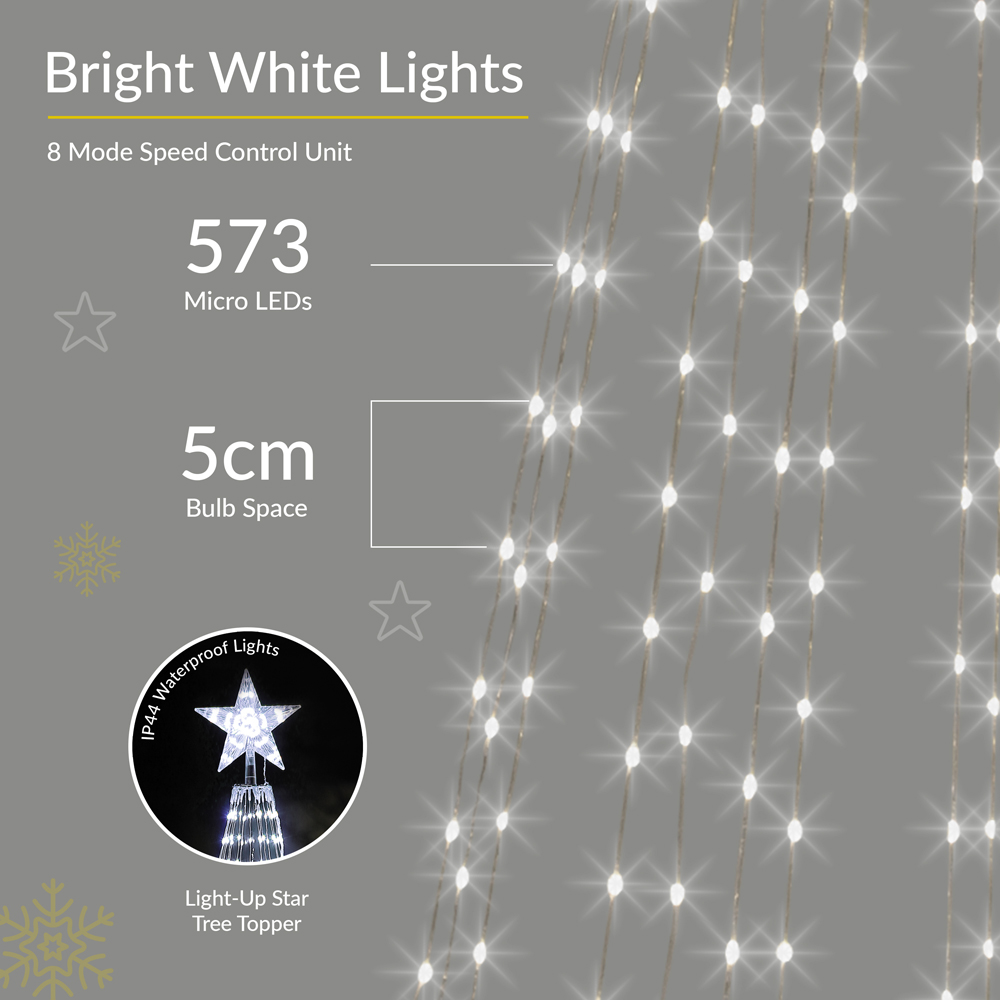 The Christmas Workshop 573 LED White Outdoor Cone Tree 6ft Image 8