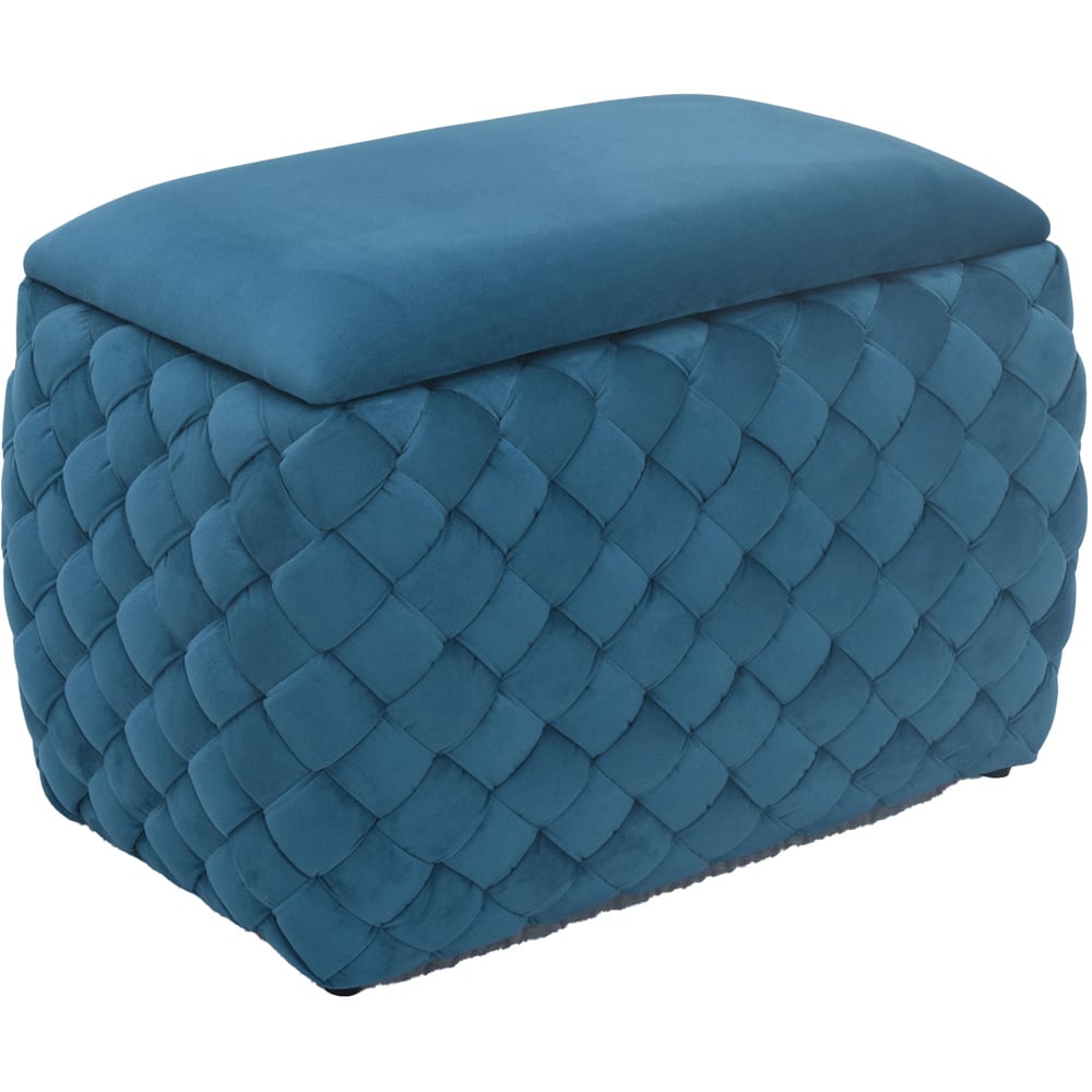 Artemis Home Plumeo Teal Velvet Storage Ottoman Image 3