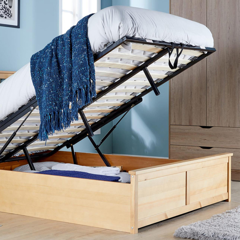 Home Source King Size Pine End Lift Ottoman Bed Image 6