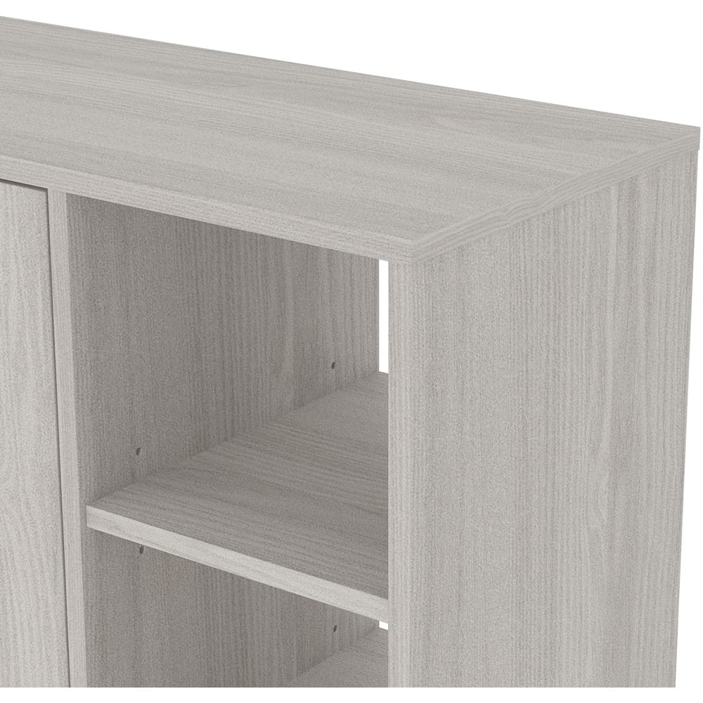 GFW Bideford Grey Oak Tall Shoe Cabinet with Open Storage Image 6