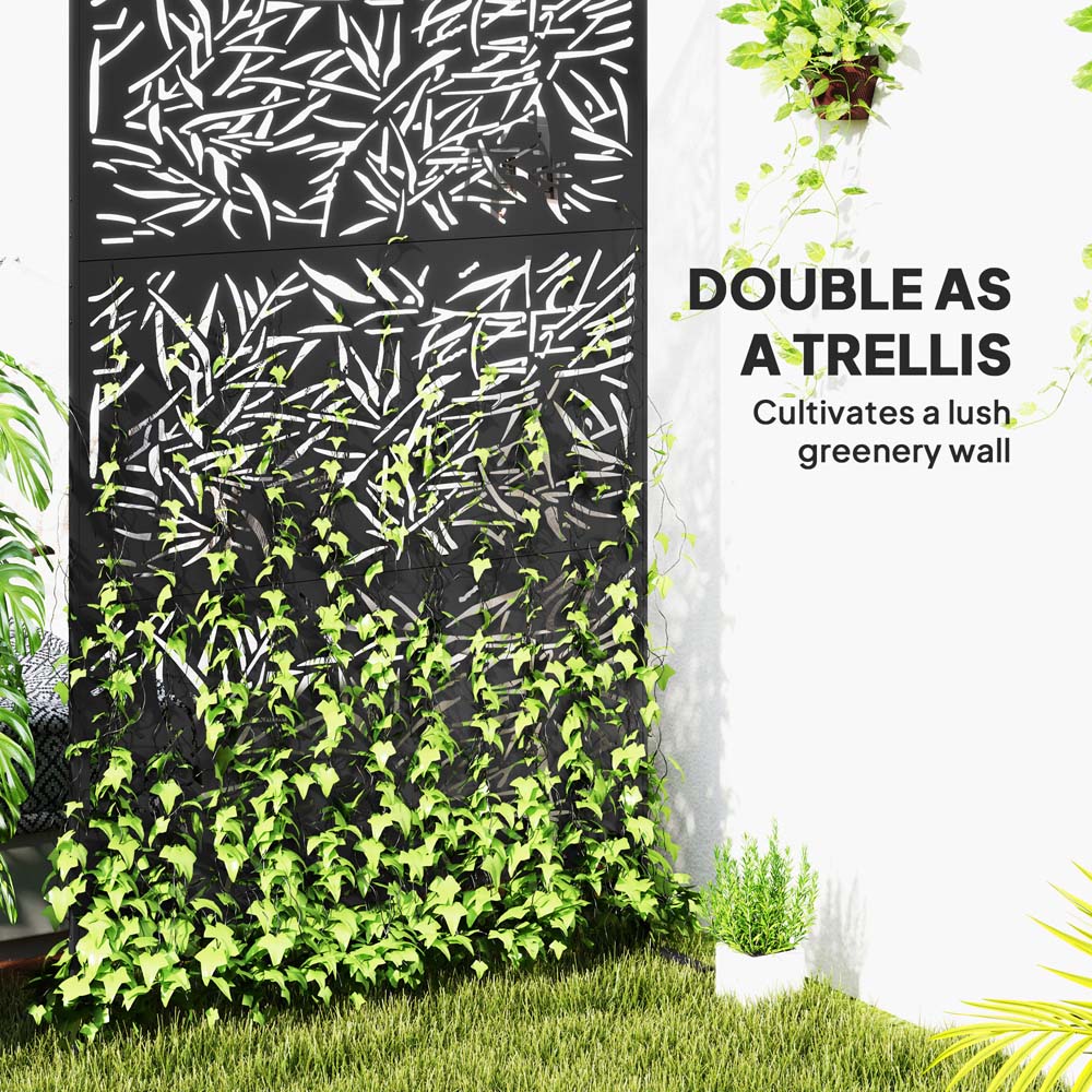 Outsunny Bamboo Black Outdoor Divider Privacy Panel with Stand Image 8