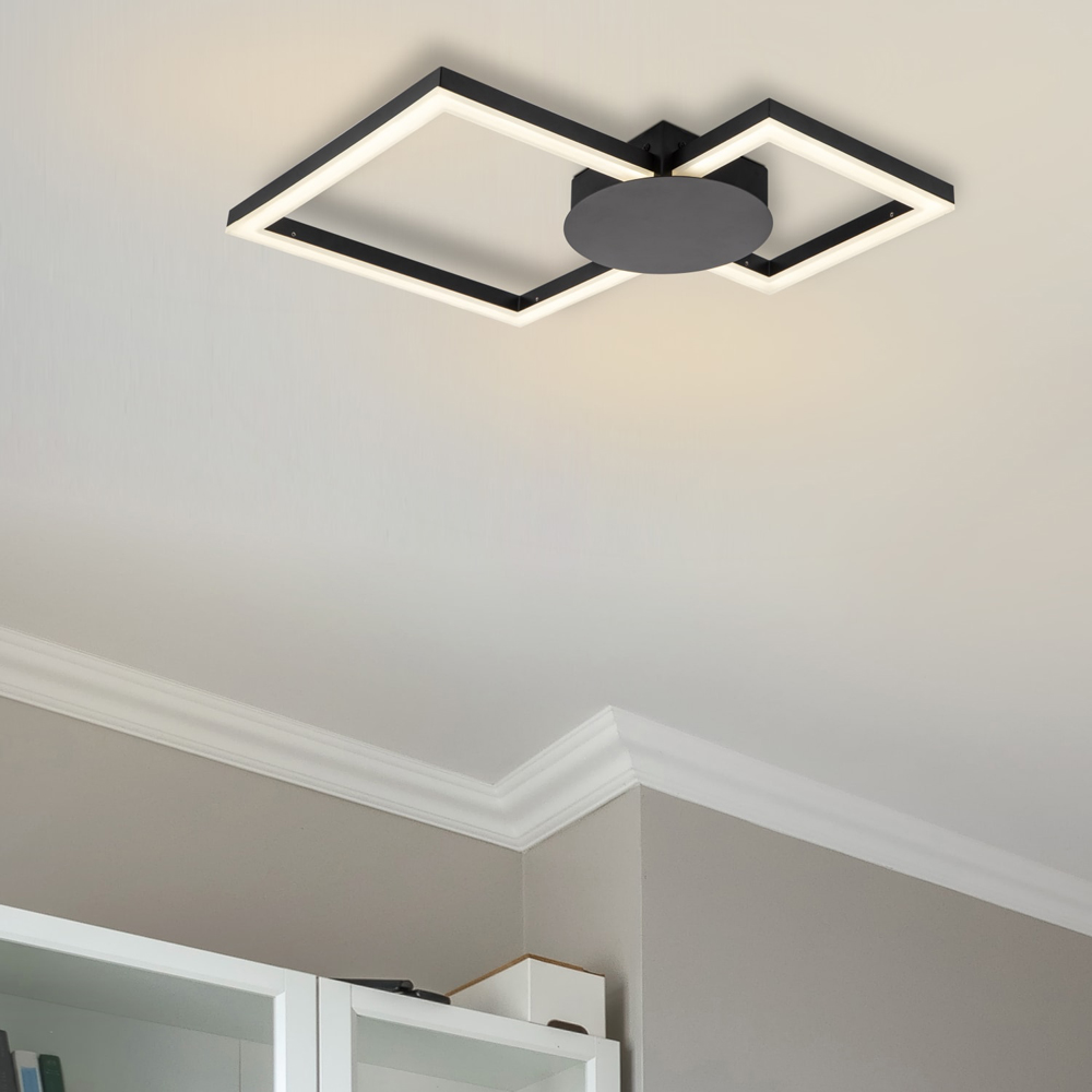 Cosylyte Miles 2 Square Matt Black LED Flush Ceiling Light Image 2