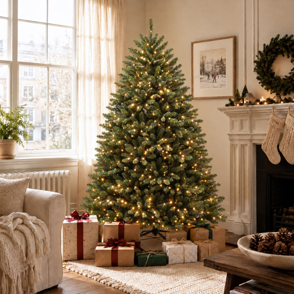 Artemis Home Elverholt Warm White and Multicolour LED Pre-Lit Green Artificial Christmas Tree 6ft Image 3