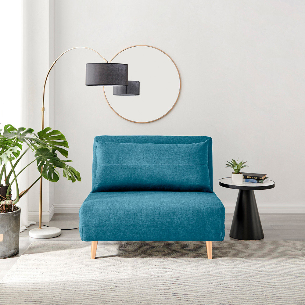 Furniturebox Billie Single Seater Blue Sofa Bed Image 5