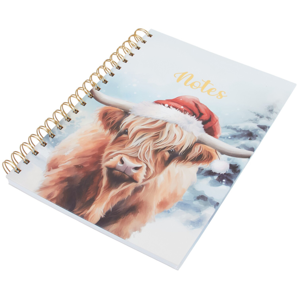 Highland Cow Christmas Notebook A5 - Blue Image 3