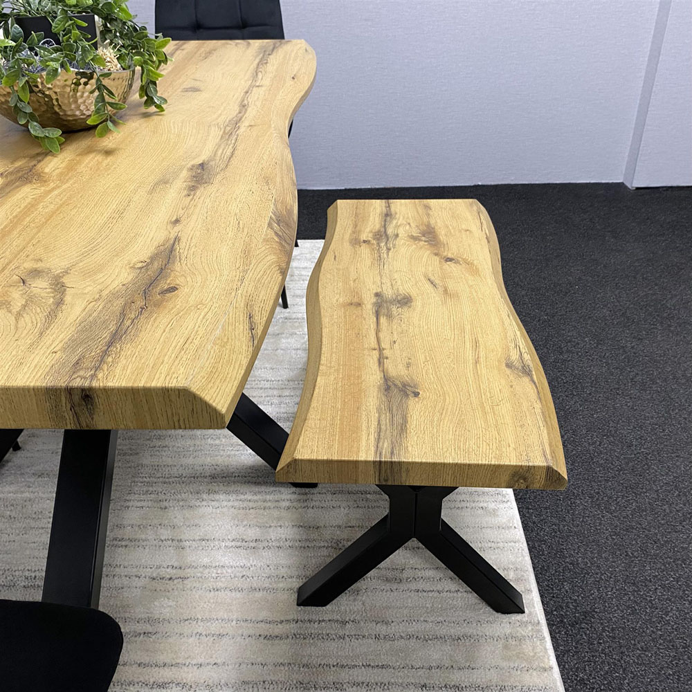 Kosy Koala 6 Seater Velvet Wooden Rectangle Dining Set with Bench Black Image 2