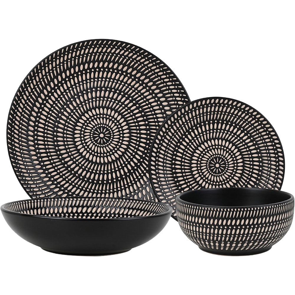 Waterside Black Pad Print 16 Piece Dinner Set Image 2