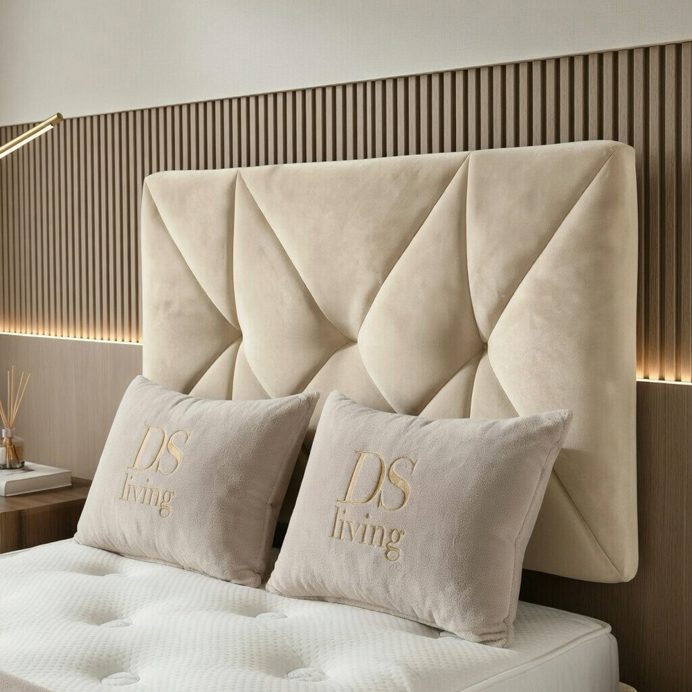 DS Living Eclipse Double Cream Plush Velvet Ottoman Bed Image 4