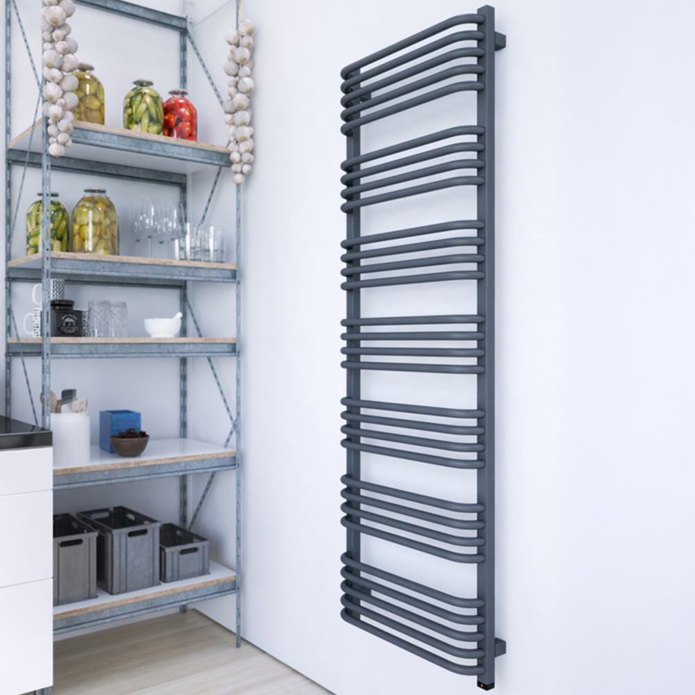 Terma Alex One 2728BTU Modern Grey Electric Towel Rail 1580 x 500mm Image 2
