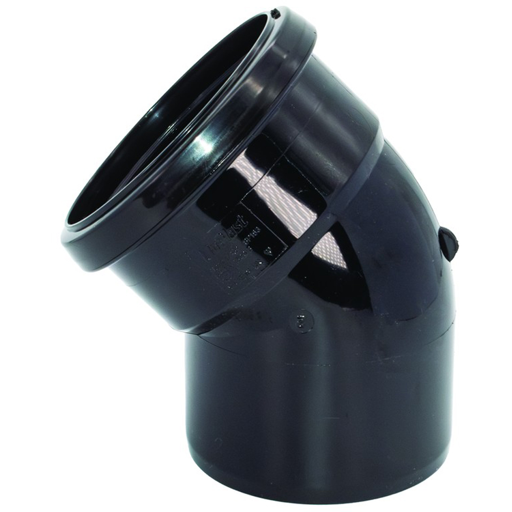 FloPlast Ring Seal 135 Degree Single Socket Soil Bend Black 110mm Image 4