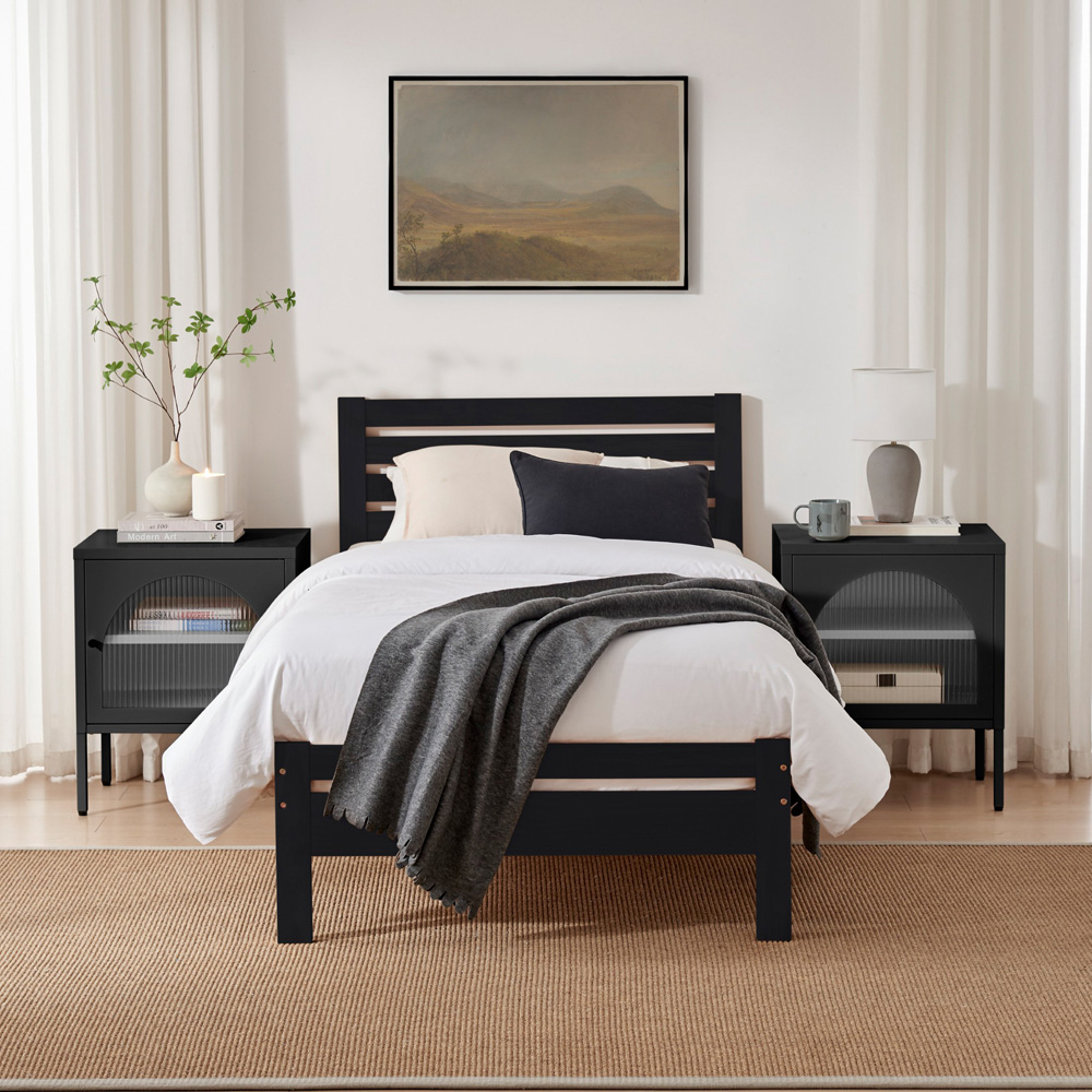 Furniturebox Cadhla Single Dark Grey Solid Pine Bed Frame Image 6