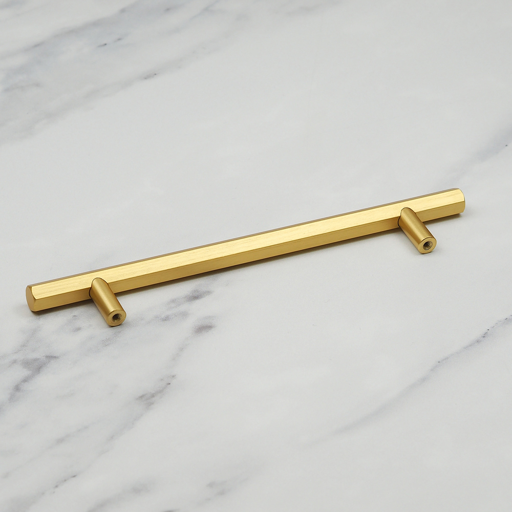 Handle & Home Brushed Brass Hexagon T-Bar Handle 160mm Image 5