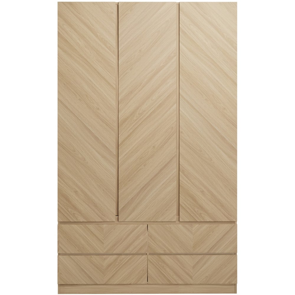 GFW Catania 3 Door 4 Drawer Euro Oak Wood Wardrobe Image 2