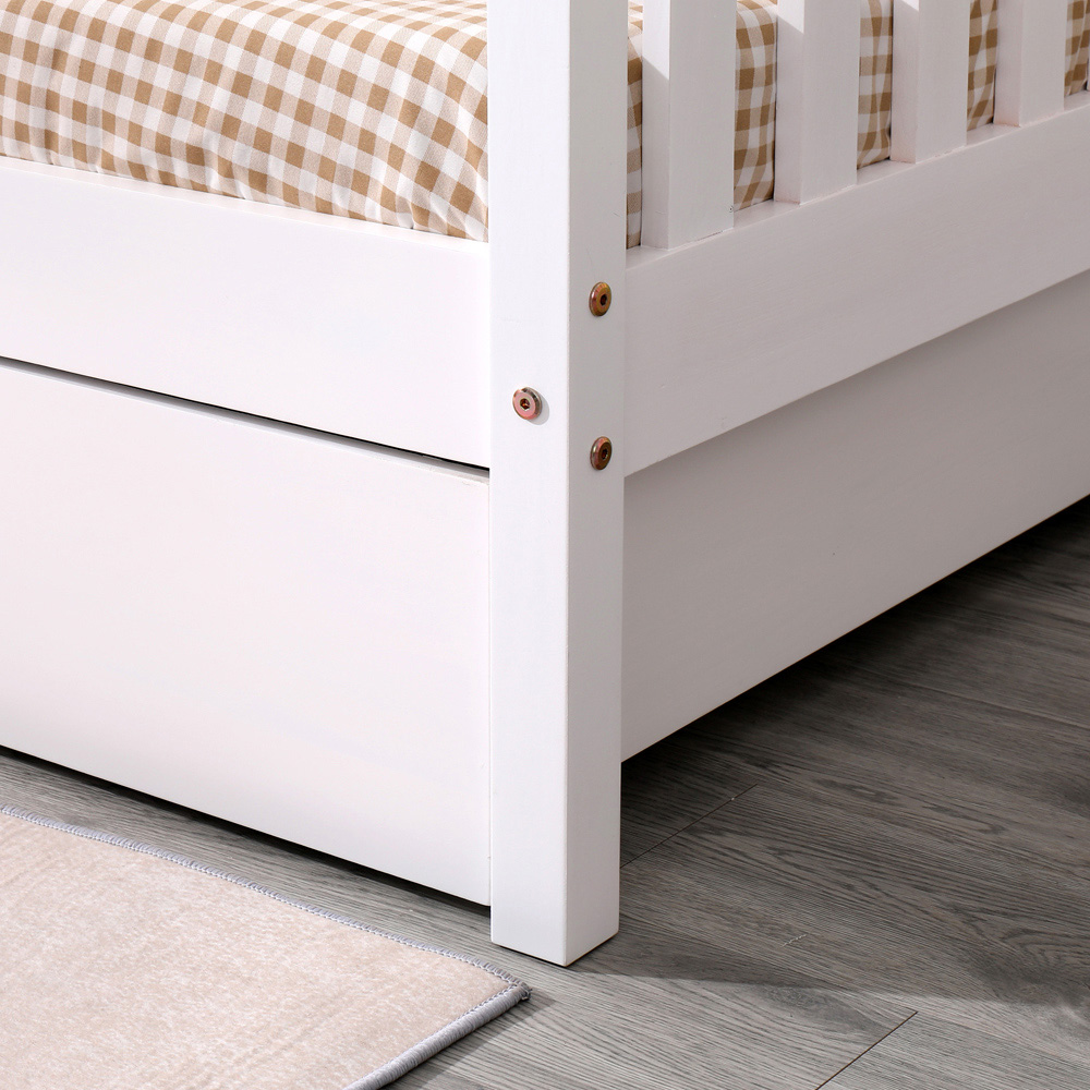 Portland Wood House 2 Drawer White Kids Bed Frame Image 6