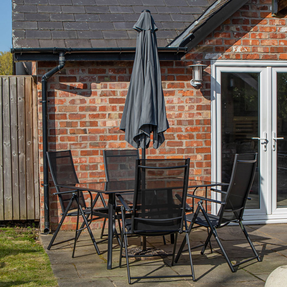 Samuel Alexander 4 Seater Garden Dining Table with Grey Havana Parasol and Base 2.7m Image 2