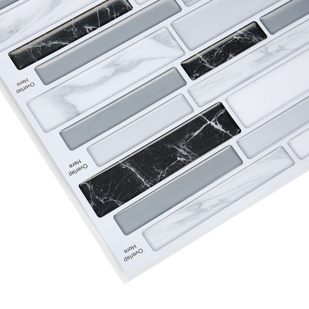 Living and Home Brick Effect Black and Grey Self Adhesive Wall Tile Sticker 10 Pack Image 6