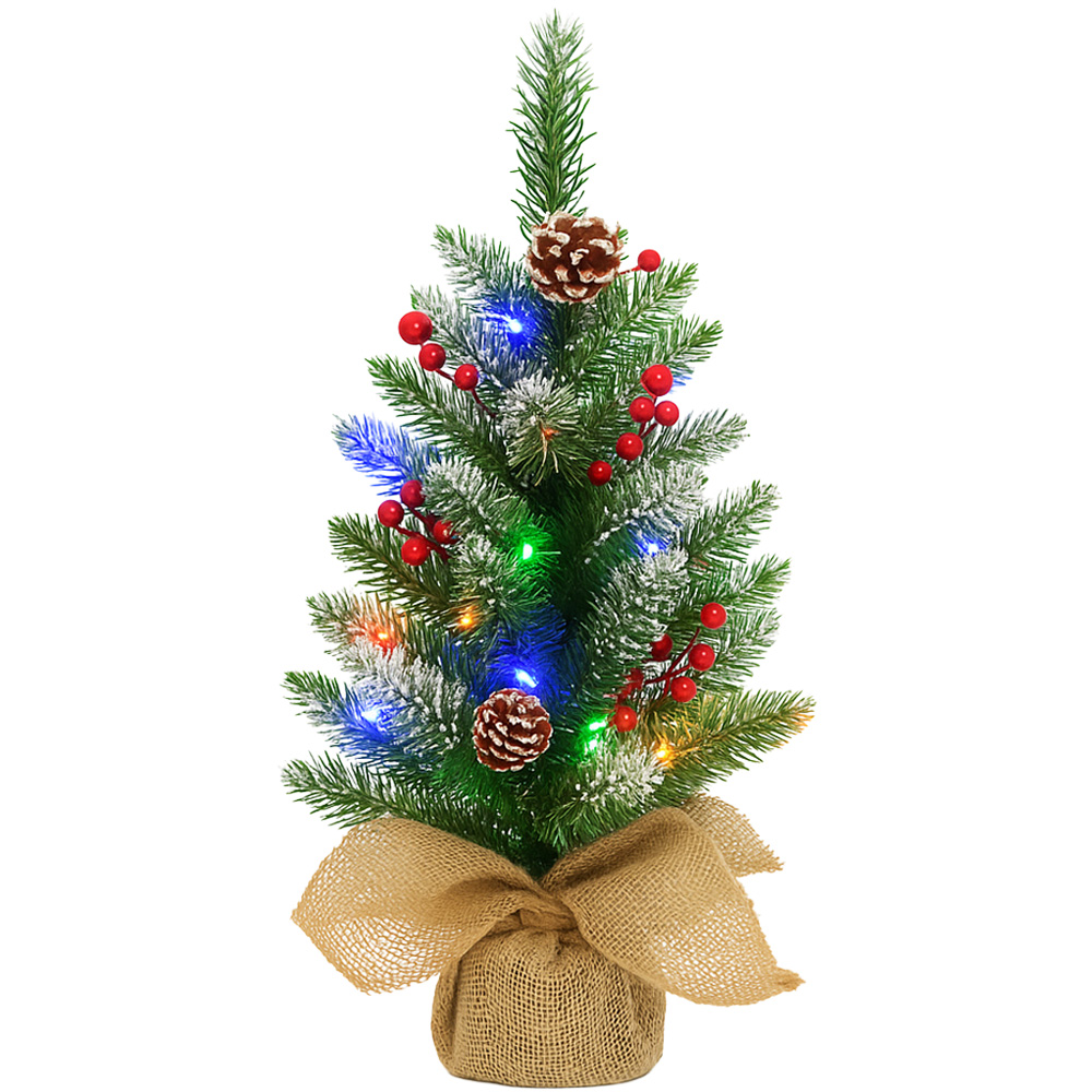 Marco Paul Multicolour LED Pre-Lit Artificial Christmas Tree with Berry and Pinecone 2ft Image 1