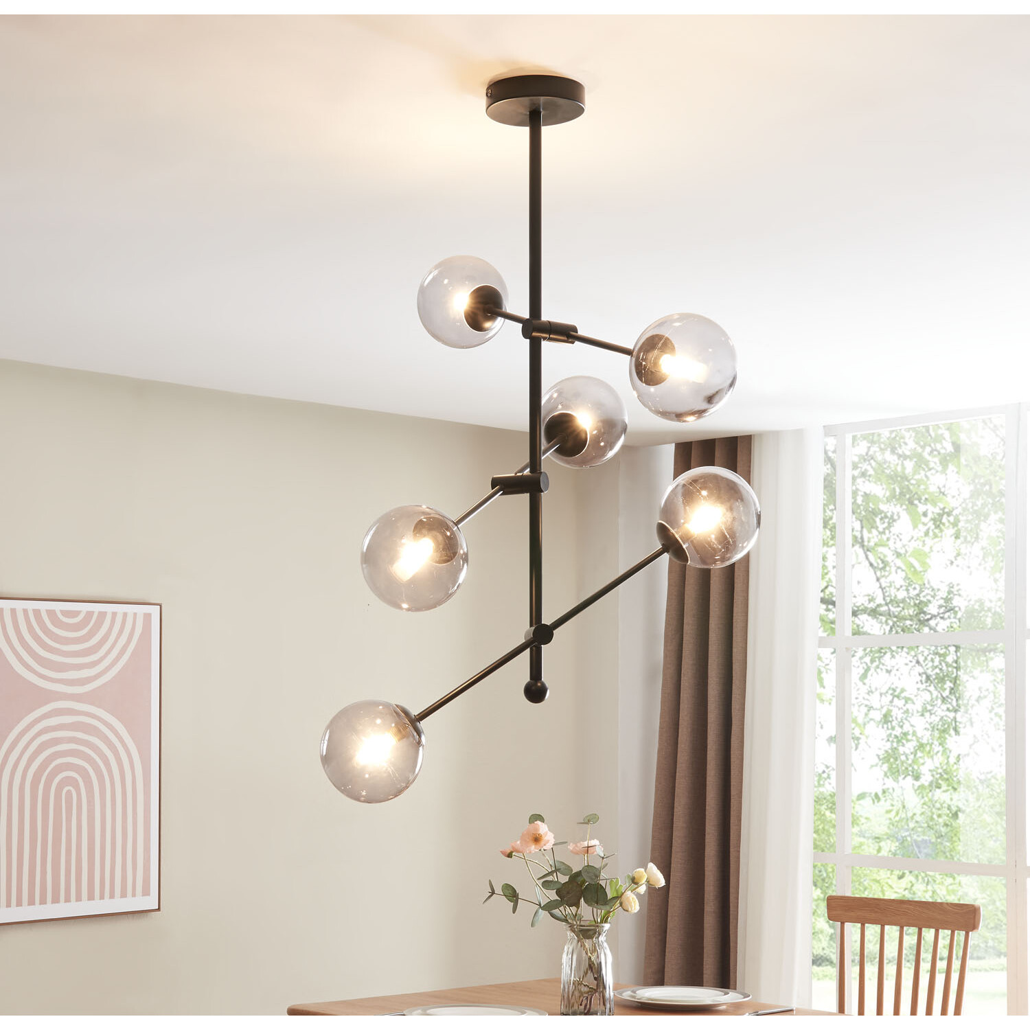 Moderno 6 Light Ceiling Fitting - Black Image 2