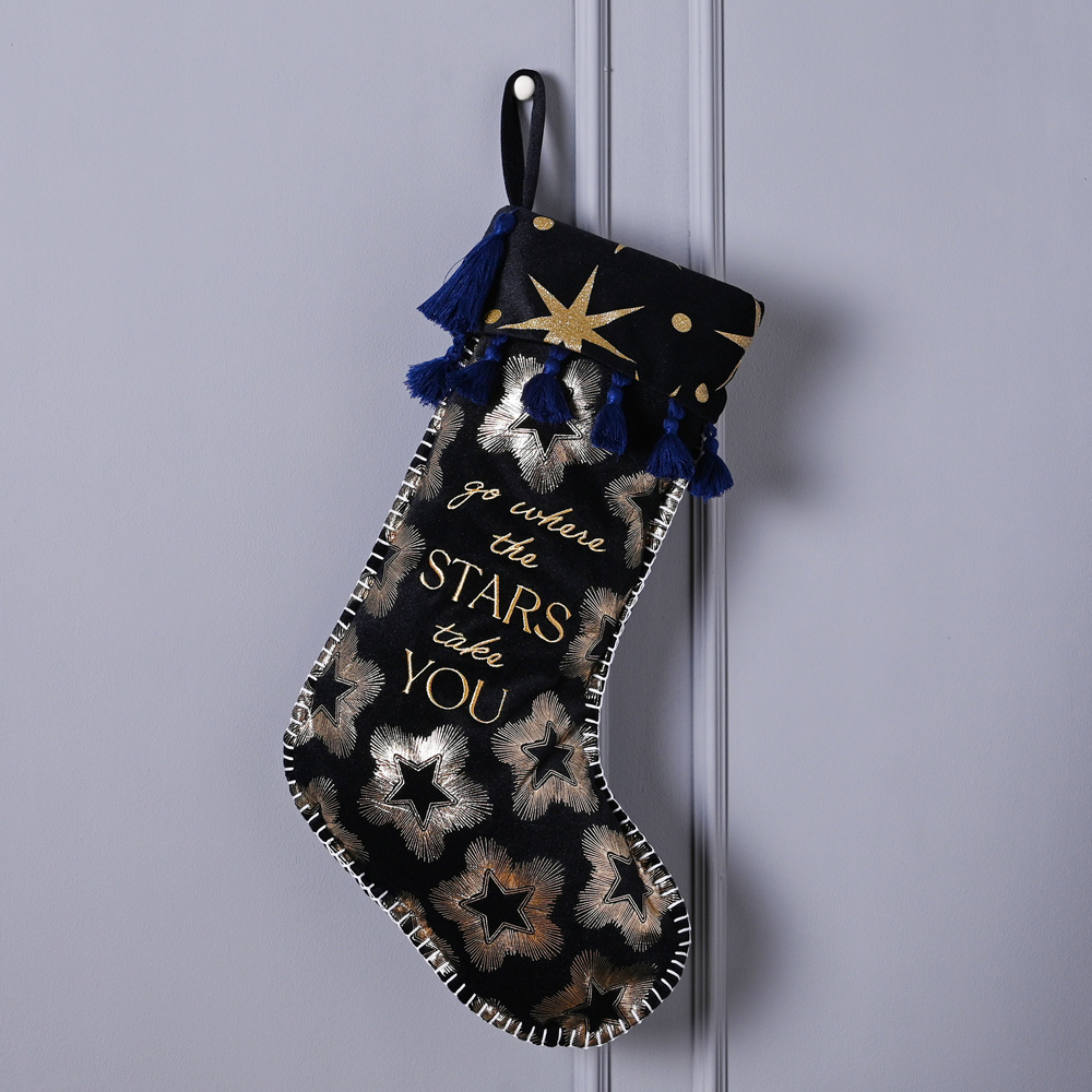 The Christmas Gift Co Blue Velvet Go Where The Stars Take You Stocking Image 2