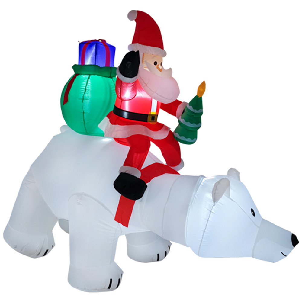 Living and Home Inflatable Multicolour Santa and Polar Bear LED Christmas Decoration 6ft Image 3