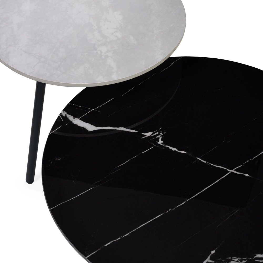 Julian Bowen Casper Grey and Black Marble Effect Sintered Stone Top Side Table Set of 2 Image 5