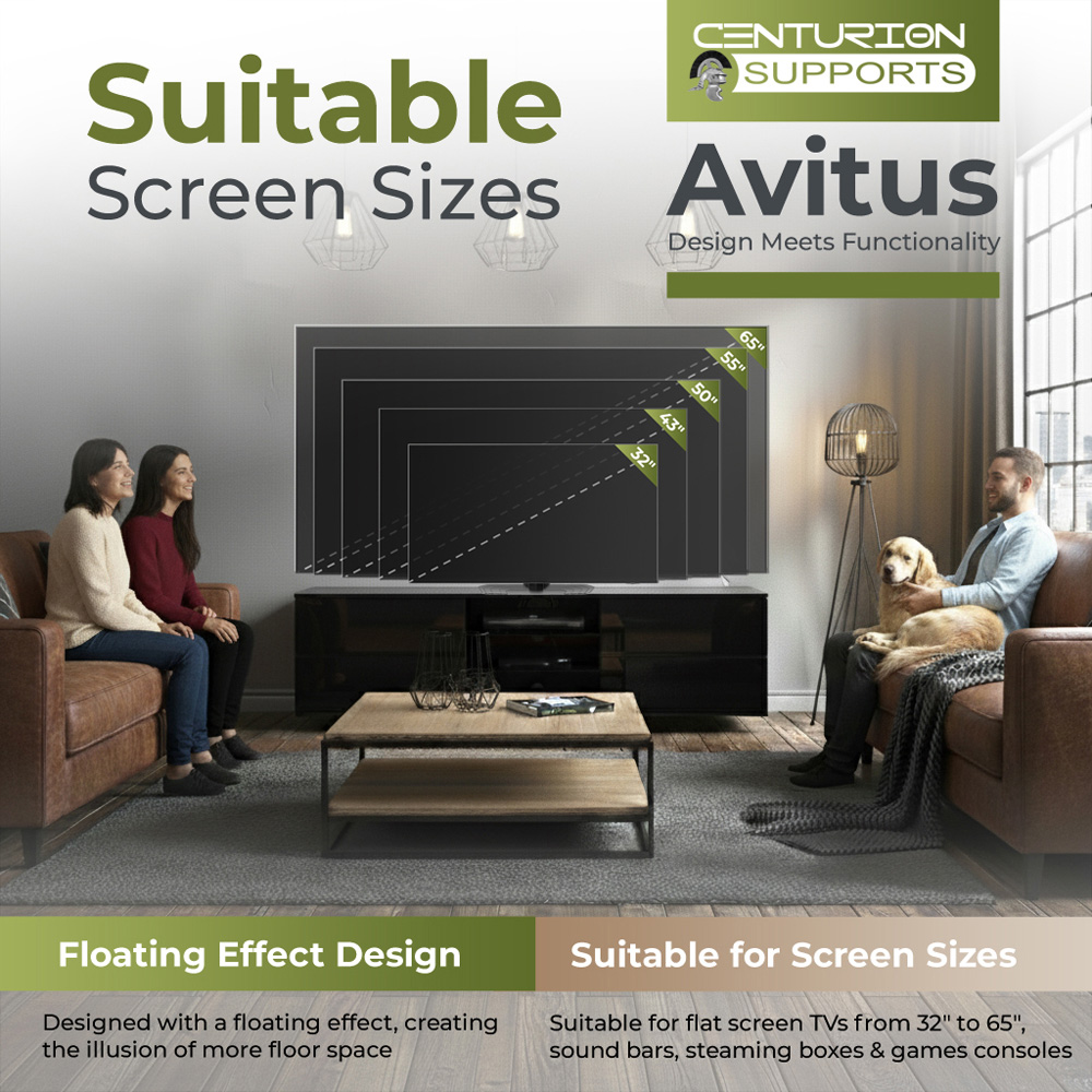 Centurion Supports Avitus 4 Drawer 3 Shelf Premium Gloss Black TV Unit Image 6