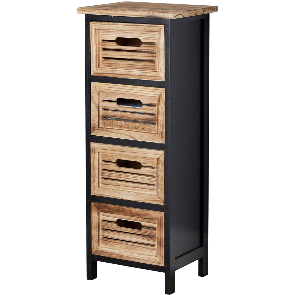 Home Source Mostyn 4 Drawer Black and Oak Chest of Drawers Image 2