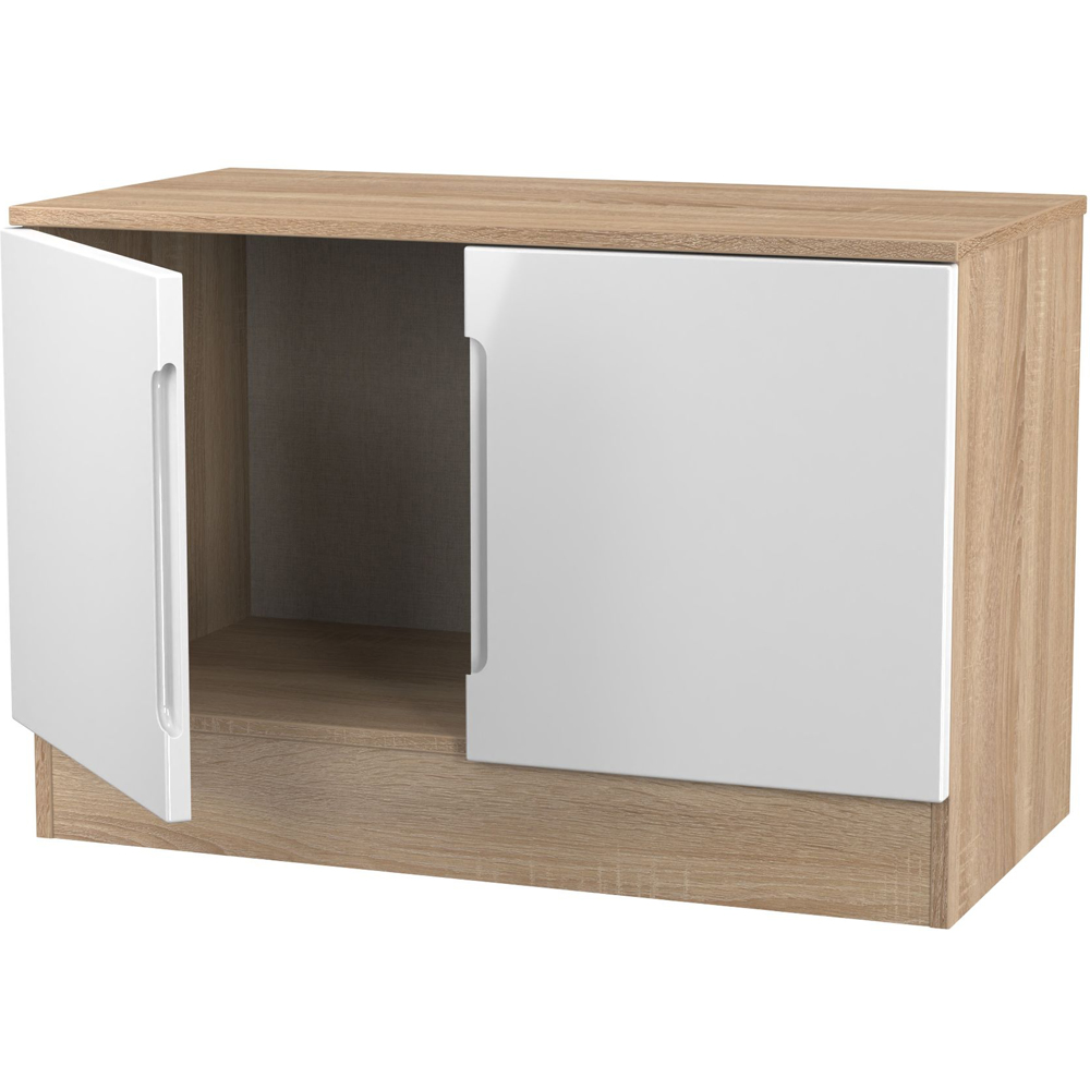 Crowndale Milan 2 Door White Gloss and Bardolino Oak Compact Storage Unit Image 6